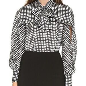 Yigal Azrouël Lavallière Checkered Cape Blouse